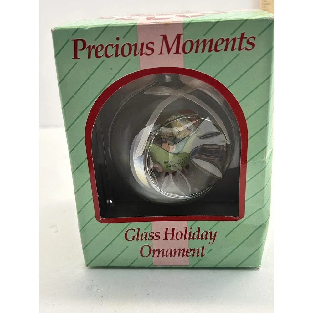 Precious Moments Baby's First Christmas Glass Bauble Ornament Enesco 111058
